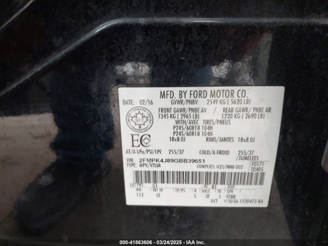 2016 FORD EDGE 2FMPK4J89GBB39651 Photo 8
