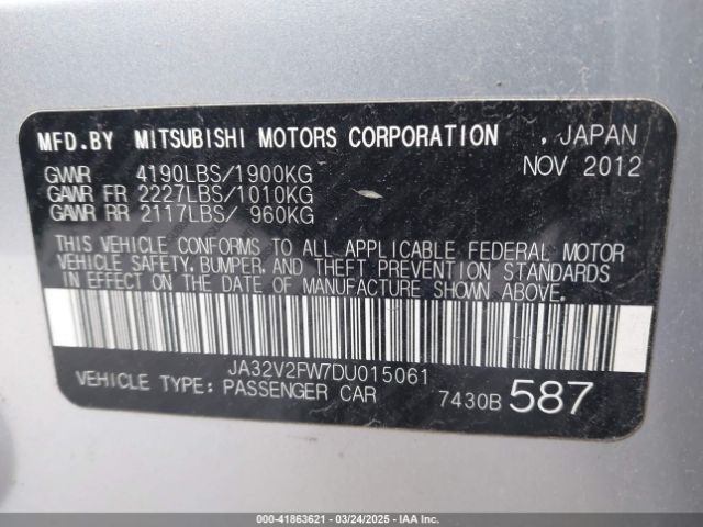 2013 MITSUBISHI LANCER JA32V2FW7DU015061 Photo 8