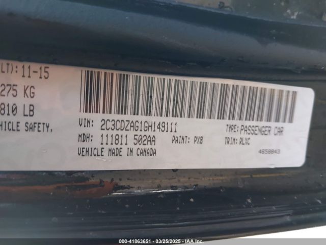 2C3CDZAG1GH149111 Dodge Challenger Sxt Plus