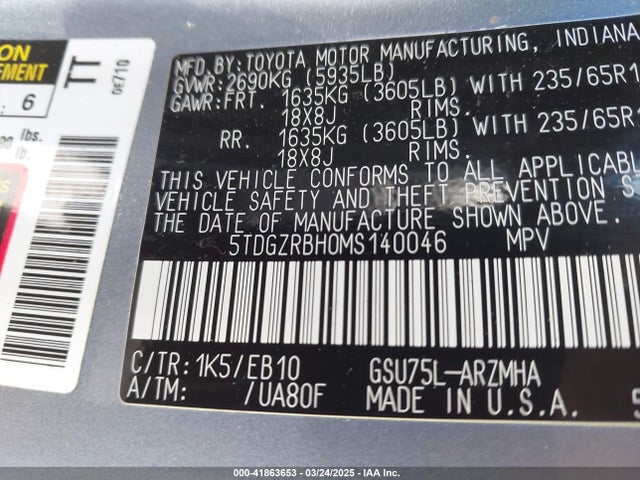 5TDGZRBH0MS140046 Toyota Highlander Xle