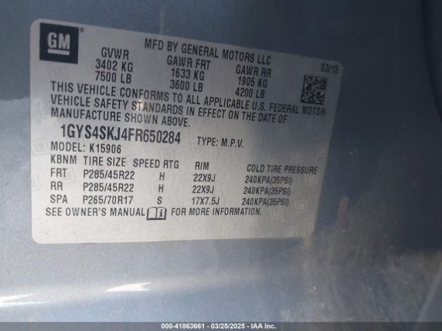 1GYS4SKJ4FR650284 Cadillac Escalade Esv Luxury