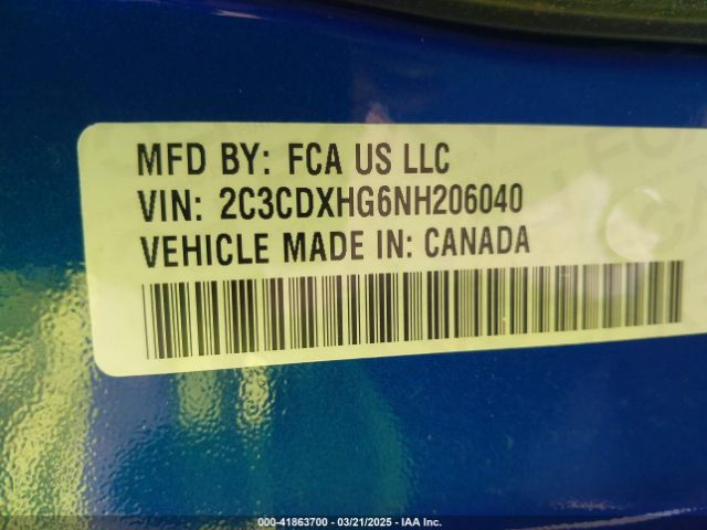 2C3CDXHG6NH206040 Dodge CHARGER GT