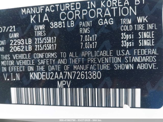 KNDEU2AA7N7261380 KIA SELTOS S