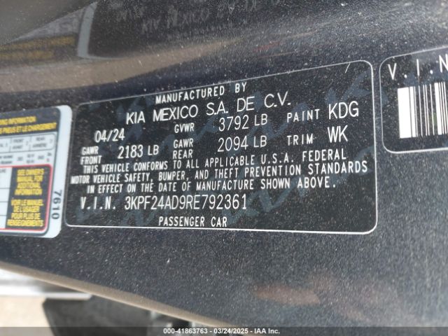 3KPF24AD9RE792361 KIA Forte Lxs