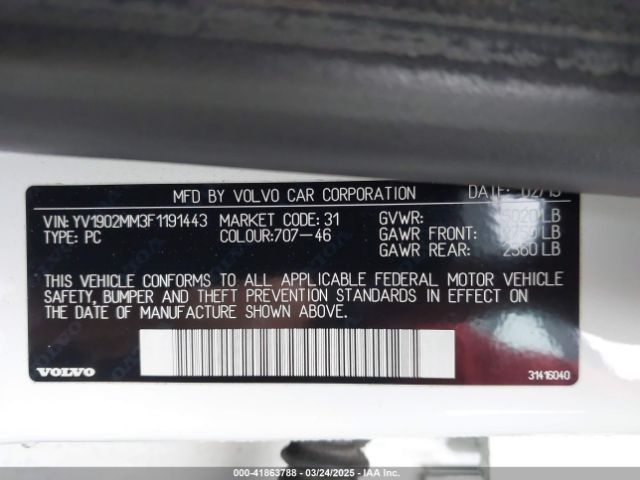 YV1902MM3F1191443 Volvo S80 T6 Platinum