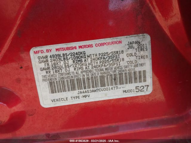 2012 MITSUBISHI OUTLANDER JA4AS3AW7CU001477 Photo 8