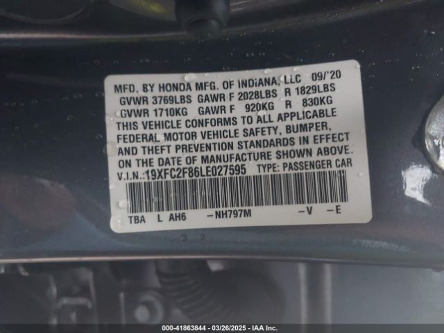 19XFC2F86LE027595 Honda Civic Sport