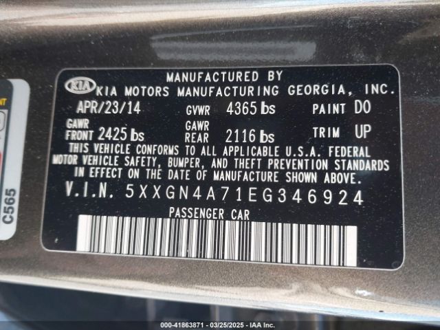 5XXGN4A71EG346924 KIA OPTIMA EX