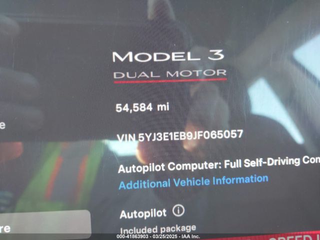 5YJ3E1EB9JF065057 Tesla Model 3 Long Range/performance