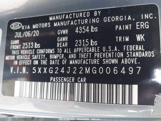 5XXG24J22MG006497 KIA K5 LX