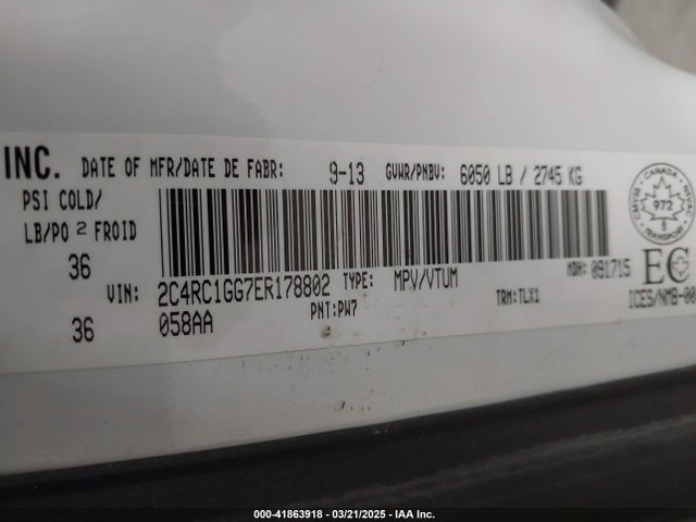 2C4RC1GG7ER178802 Chrysler Town & Country Limited