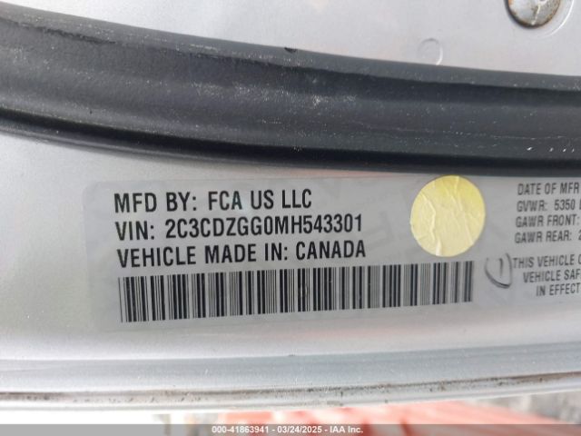 2C3CDZGG0MH543301 Dodge Challenger Sxt Awd