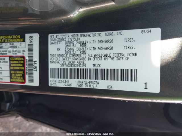 5TFMA5DB5SX243191 Toyota Tundra 1794 Edition 4wd
