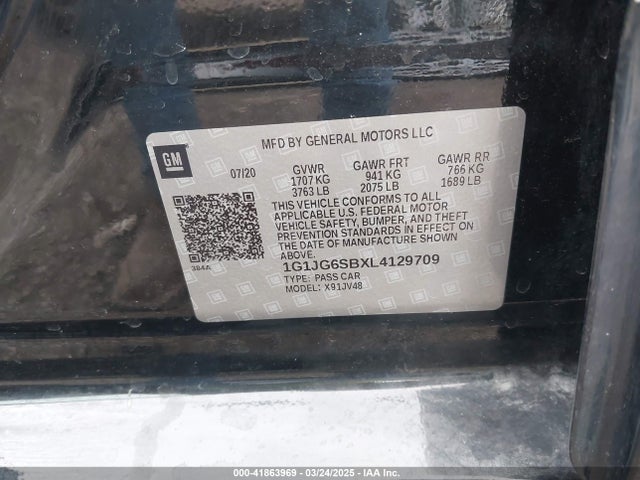 1G1JG6SBXL4129709 Chevrolet Sonic