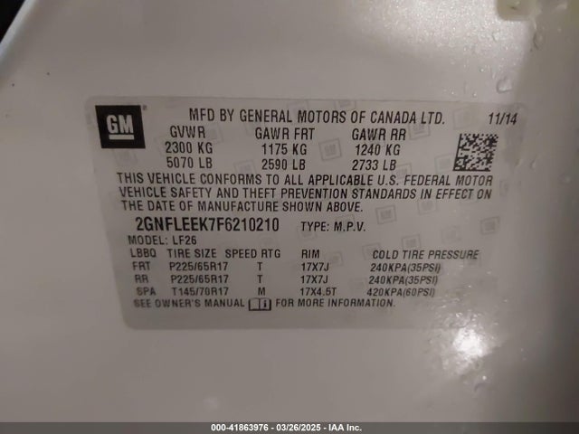 2GNFLEEK7F6210210 Chevrolet EQUINOX LS