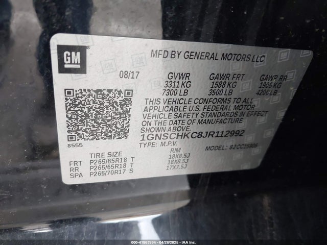Chevrolet Suburban Lt 2018 1GNSCHKC8JR112992 Image 9