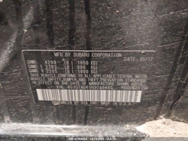4S3GTAU65H3740440 Subaru Impreza 2.0i Limited