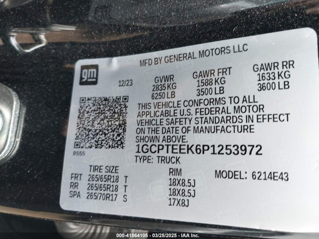 1GCPTEEK6P1253972 Chevrolet Colorado 4wd  Short Box Trail Boss