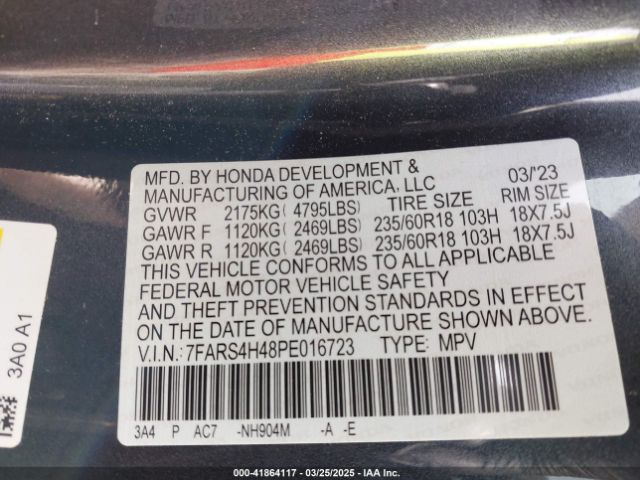 7FARS4H48PE016723 Honda Cr-v Ex Awd