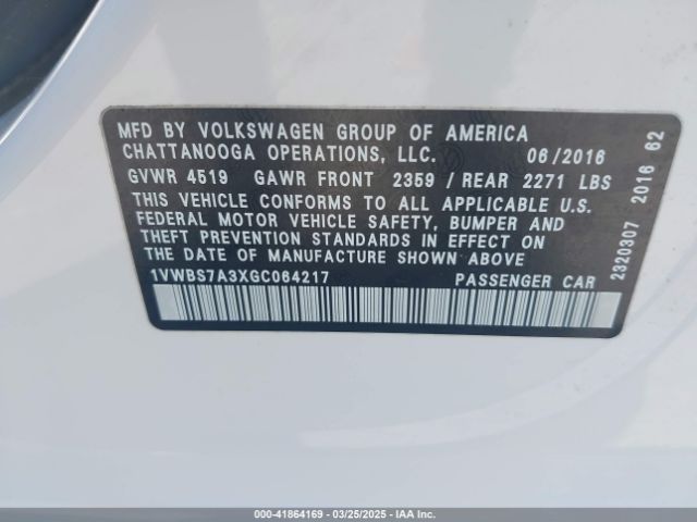 1VWBS7A3XGC064217 Volkswagen Passat 1.8t Se