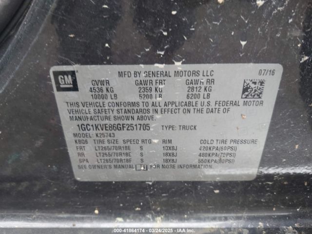 1GC1KVE86GF251705 Chevrolet Silverado 2500hd Lt