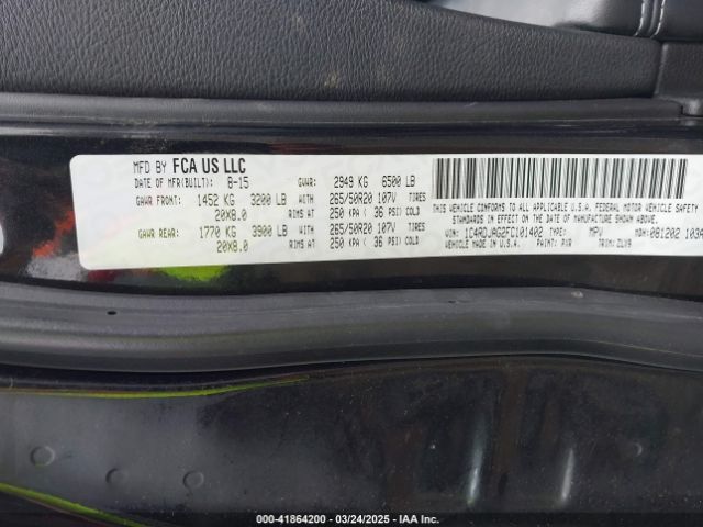 1C4RDJAG2FC101402 Dodge Durango Sxt