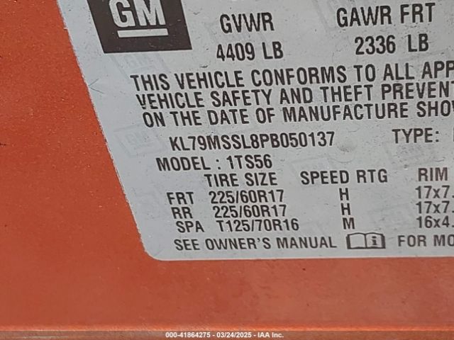 KL79MSSL8PB050137 Chevrolet Trailblazer Awd Activ