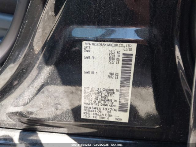 1N4AL3AP2JC187708 Nissan Altima 2.5 Sv