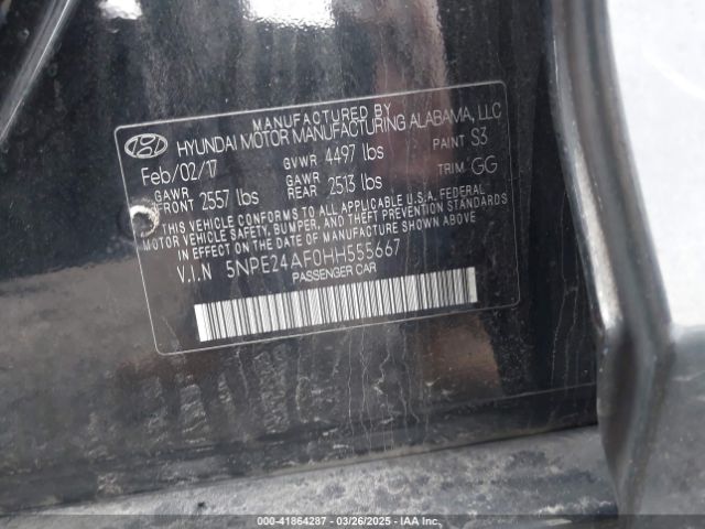 5NPE24AF0HH555667 Hyundai SONATA SE