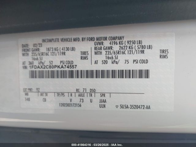 1FDAX2C80PKA74557 Ford Transit-350 Passenger Van Xl