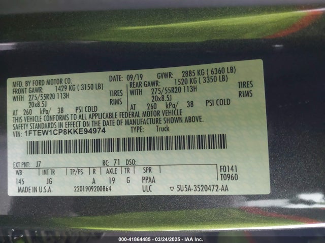 1FTEW1CP8KKE94974 Ford F-150 Xl