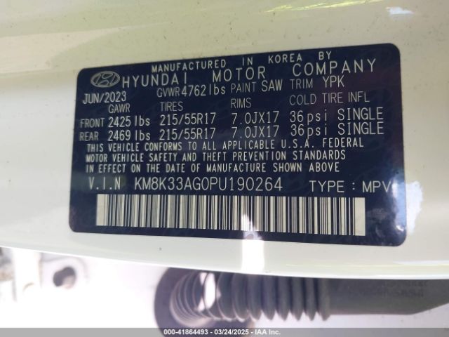 KM8K33AG0PU190264 Hyundai Kona Electric Sel