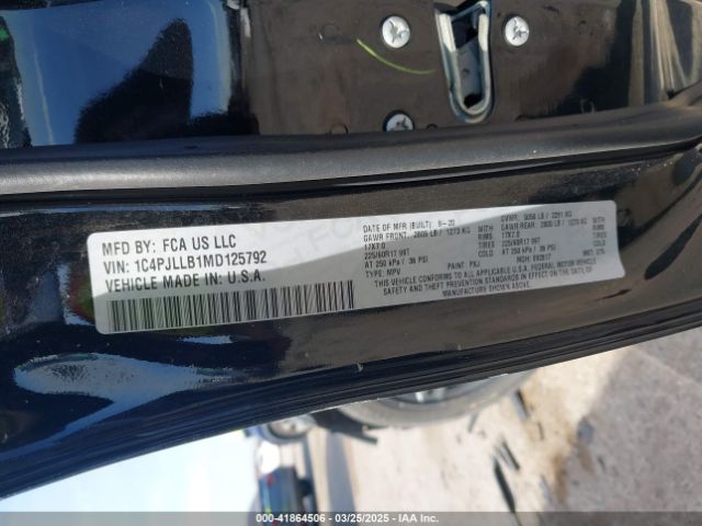 1C4PJLLB1MD125792 Jeep Cherokee Latitude Plus Fwd