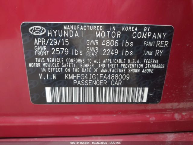 KMHFG4JG1FA488009 Hyundai Azera