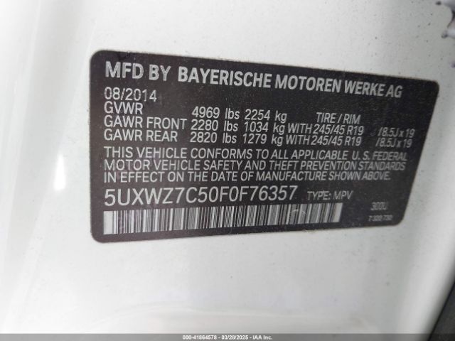 5UXWZ7C50F0F76357 BMW X3 Sdrive28i