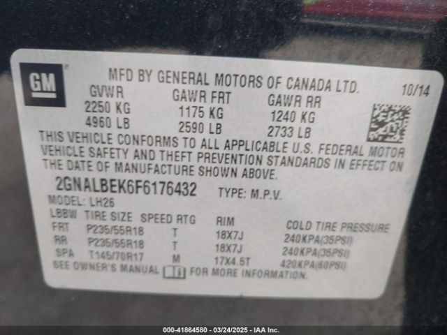 2GNALBEK6F6176432 Chevrolet EQUINOX 1LT