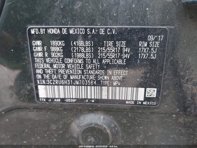 Honda HR-V LX 2018 3CZRU6H31JM703564 Image 9