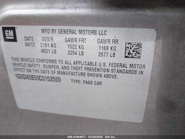2012 CADILLAC CTS 1G6DA5E50C0152500 Photo 8