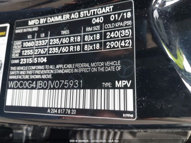 WDC0G4JB0JV075931 Mercedes-Benz GLC 300