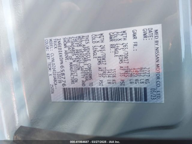1N6ED1EK0PN658776 Nissan Frontier Pro-4x 4x4