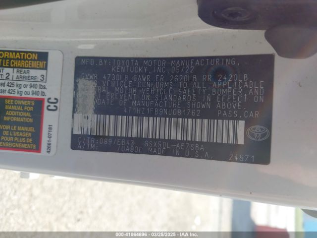 4T1HZ1FB9NU081762 Toyota Avalon Touring