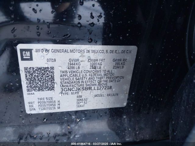 3GNCJKSB9LL127218 Chevrolet Trax Fwd Ls