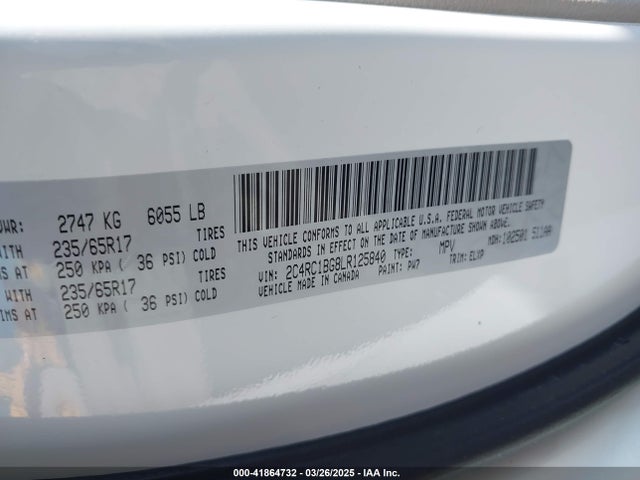 Chrysler Pacifica Touring L 2020 2C4RC1BG8LR125840 Image 9