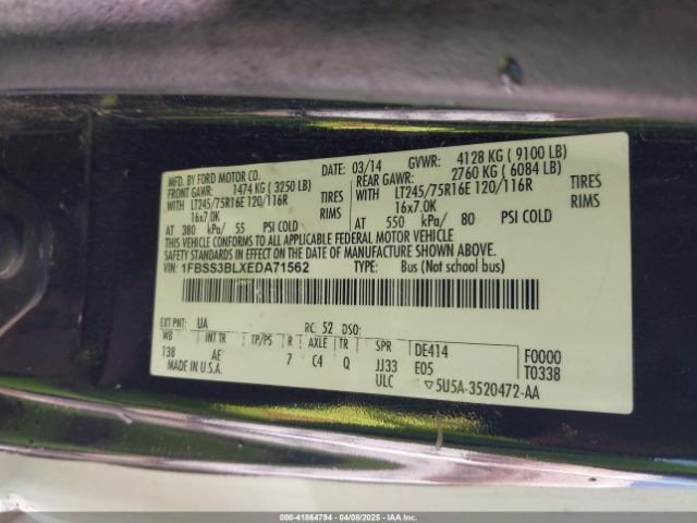 1FBSS3BLXEDA71562 Ford E-350 Super Duty Xl