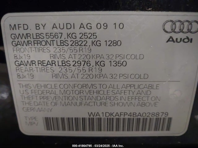 2011 AUDI Q5 WA1DKAFP4BA028879 Photo 8