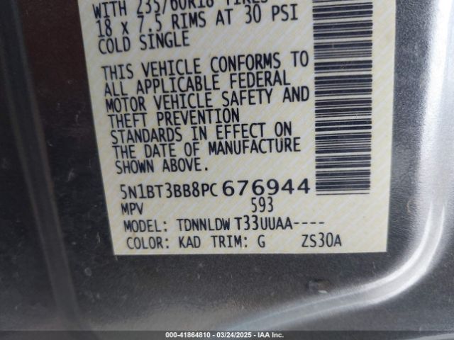 5N1BT3BB8PC676944 Nissan Rogue Sv Intelligent Awd