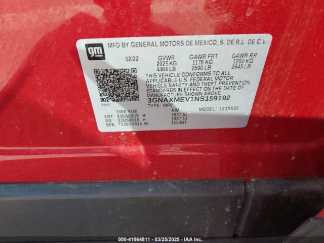 3GNAXMEV1NS159192 Chevrolet Equinox Fwd Rs