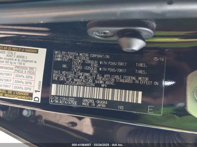 JTEZU5JR9G5132284 Toyota 4runner Sr5 Premium