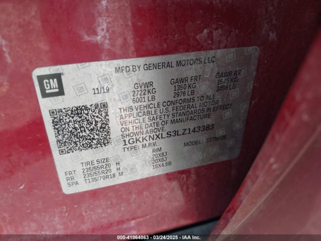 1GKKNXLS3LZ143383 GMC Acadia Awd Denali