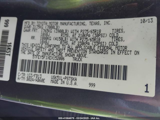 5TFEY5F1XEX152006 Toyota Tundra Sr5 5.7l V8